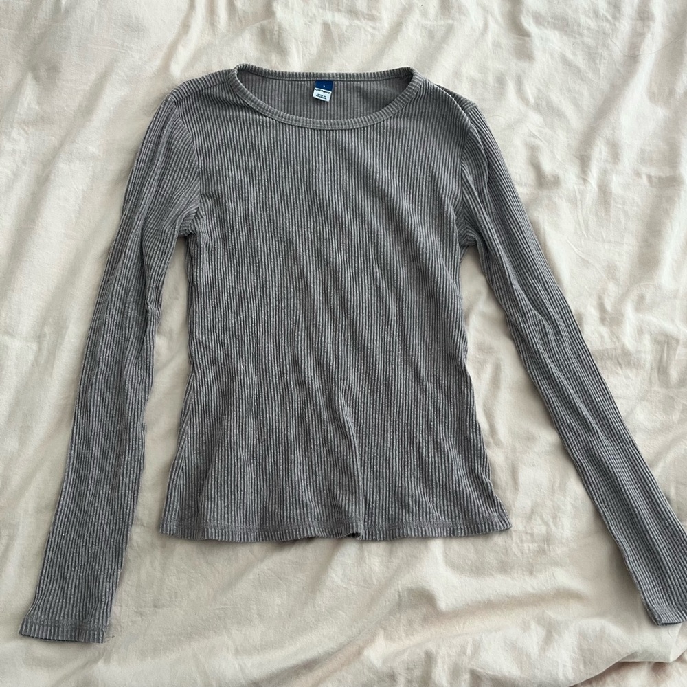 OLD NAVY Plush Ribbed Cotton-Blend Long Sleeve - Mushroom